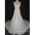 sweetheart neckline long train and fance lace applique bridal gowns